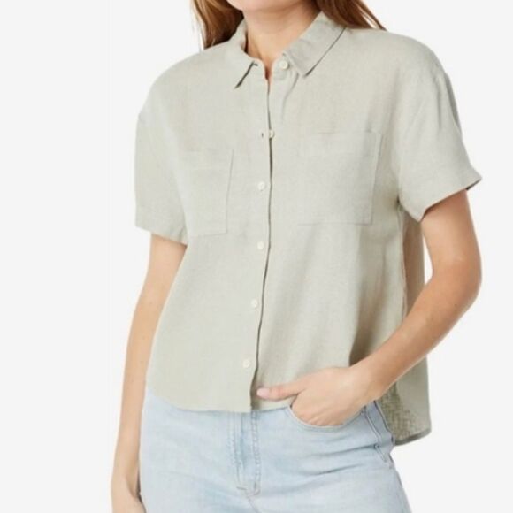 Madewell Breezewoven Beachside Shirttail Top in Ashen Sage L - Picture 1 of 7